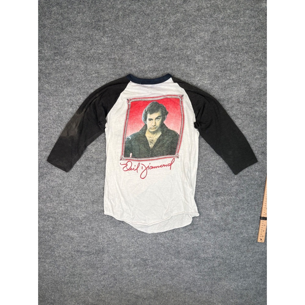 Vintage 1983 Neil Diamond Fall Tour Raglan Shirt Black White Concert Tee Large